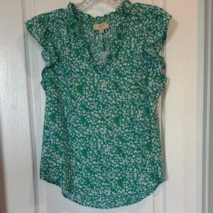 NWT - LOFT Floral Ruffle Sleeve and V-Neck Blouse